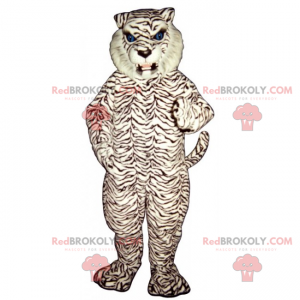 Witte panter mascotte met blauwe ogen - Redbrokoly.com