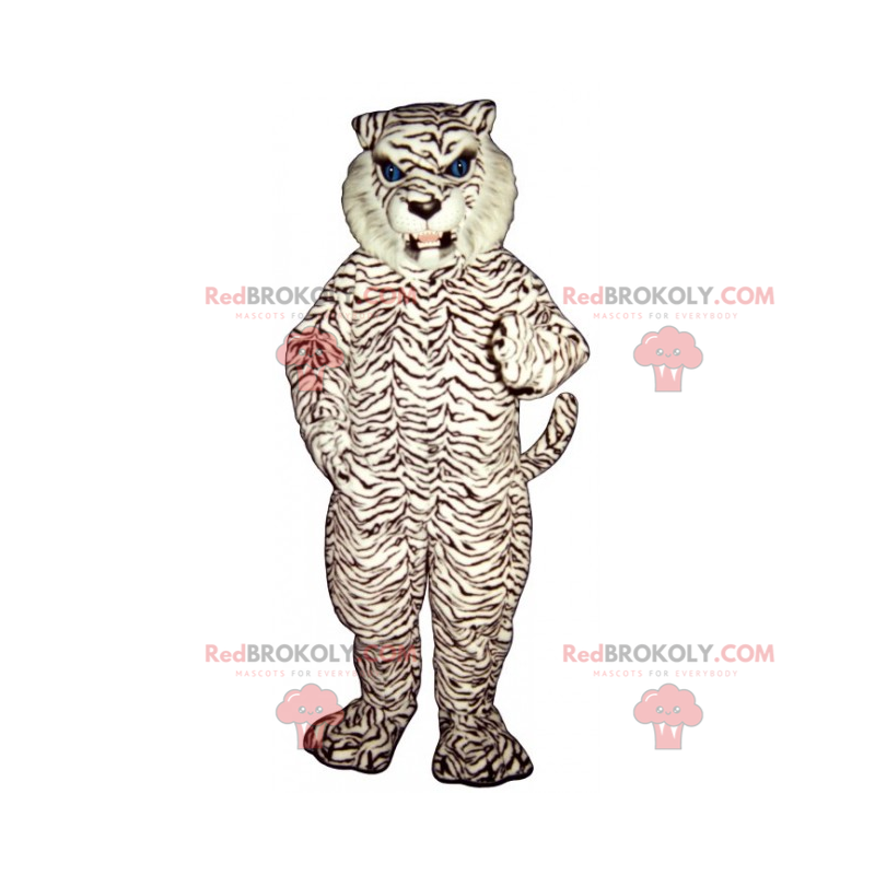 Weißes Panthermaskottchen mit blauen Augen - Redbrokoly.com