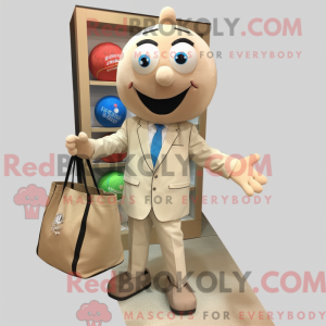 Beige Juggle mascot costume...