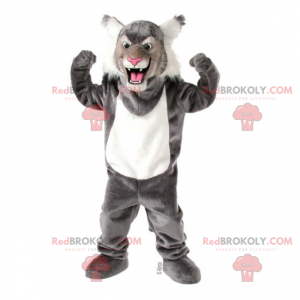 Mascotte de panthère grise et blanche - Redbrokoly.com