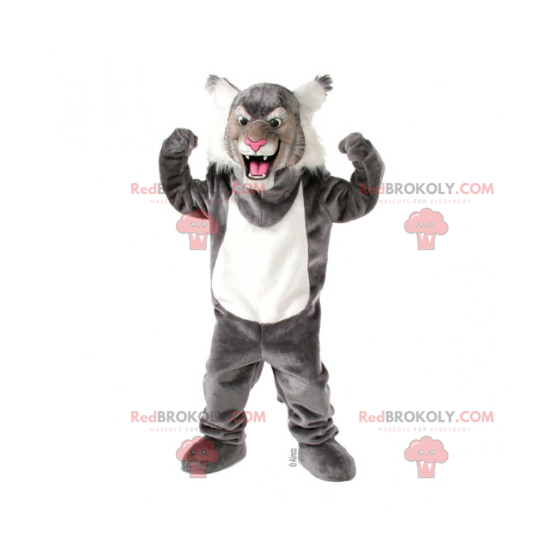 Mascote pantera cinza e branca - Redbrokoly.com