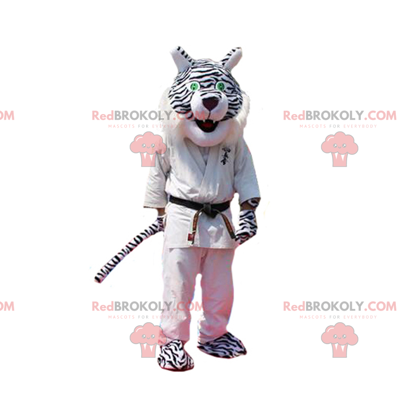 Schwarz-Weiß-Panther-Maskottchen im Judo-Outfit - Redbrokoly.com Schwarz-Weiß-Panther-Maskottchen im Judo-Outfit - Redbrokoly.com