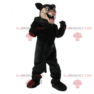 Mascotte pantera nera con faccia beige - Redbrokoly.com