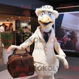 Hvid struds maskot kostume...