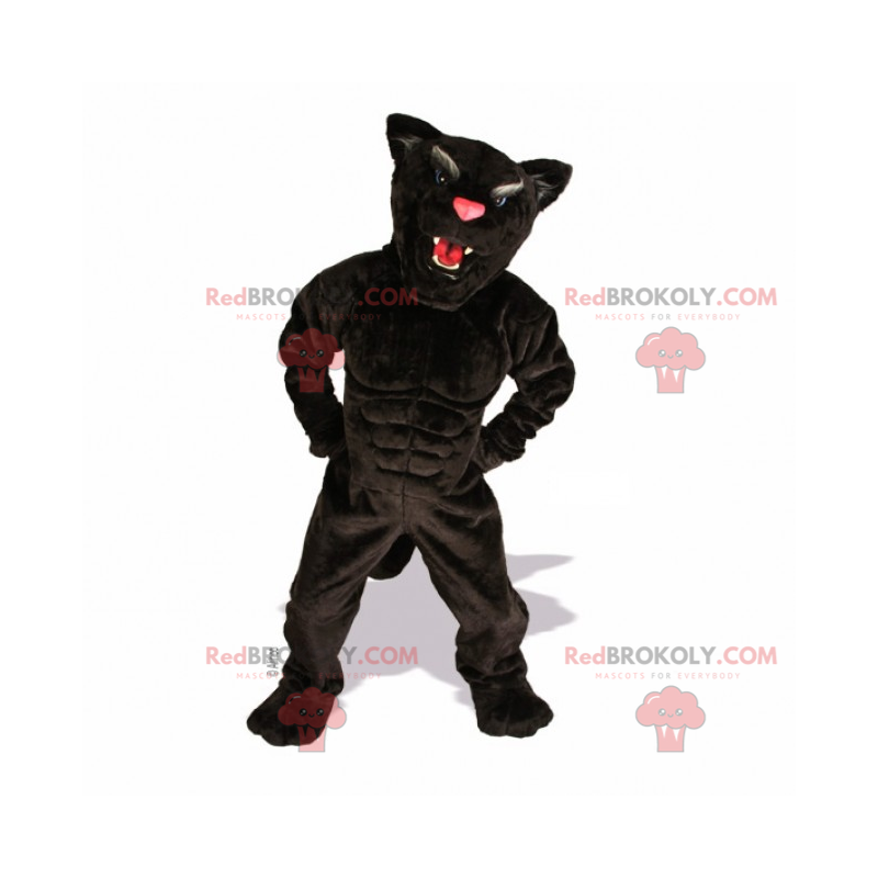 Mascotte zwarte panter met een roze neus - Redbrokoly.com