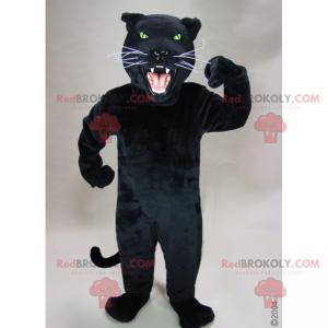 Mascotte pantera nera con baffi bianchi - Redbrokoly.com