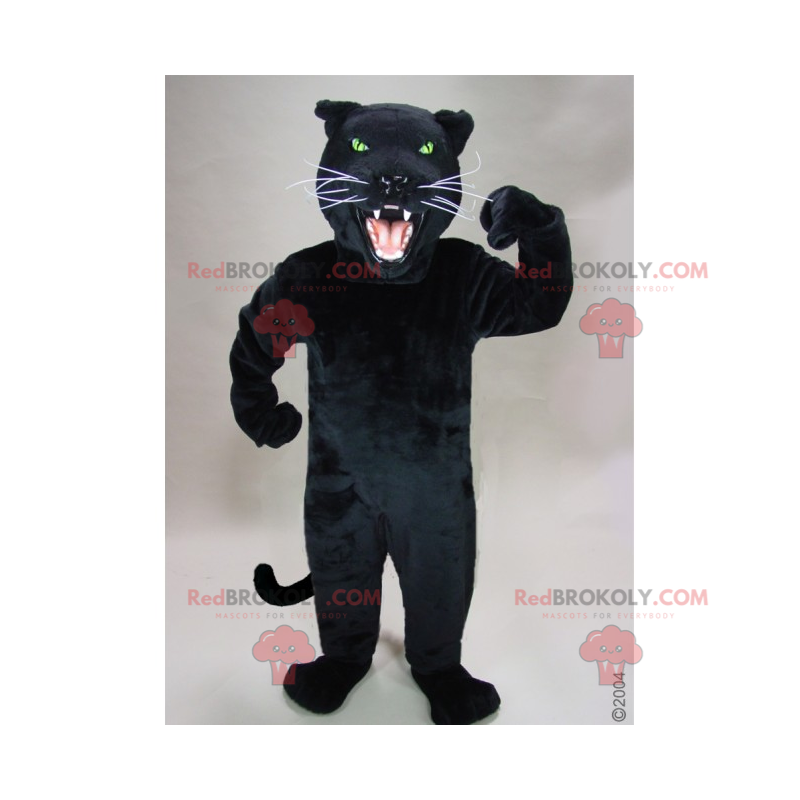 Maskot černý panter s bílými kníry - Redbrokoly.com