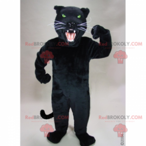 Schwarzes Panther-Maskottchen mit weißen Schnurrbärten -