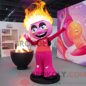 Maskotdraktfigur Pink Fire...