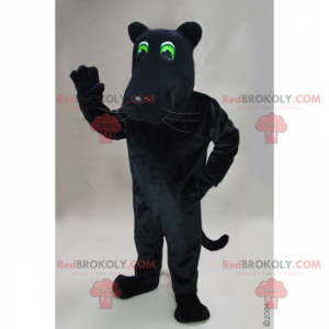 Mascotte de panthère noire aux yeux verts - Redbrokoly.com