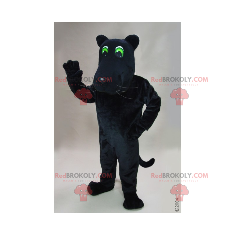 Mascotte zwarte panter met groene ogen - Redbrokoly.com