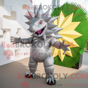 Sølv Stegosaurus maskot...