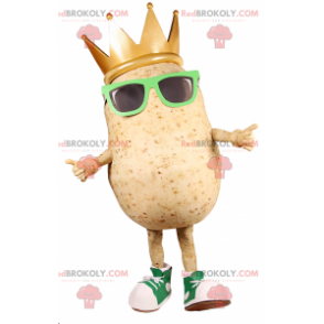 Kartoffelmaskottchen mit Sonnenbrille und Königskrone -
