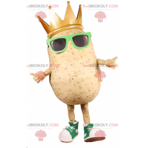 Mascotte de patate avec lunettes de soleil et couronne de roi -