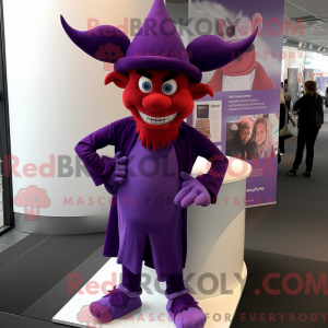 Purple Devil maskot kostume...
