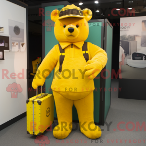 Yellow Bear mascot costume...