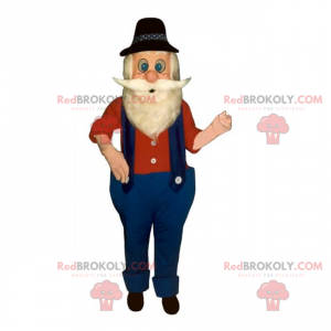 Mascotte de paysan en salopette - Redbrokoly.com