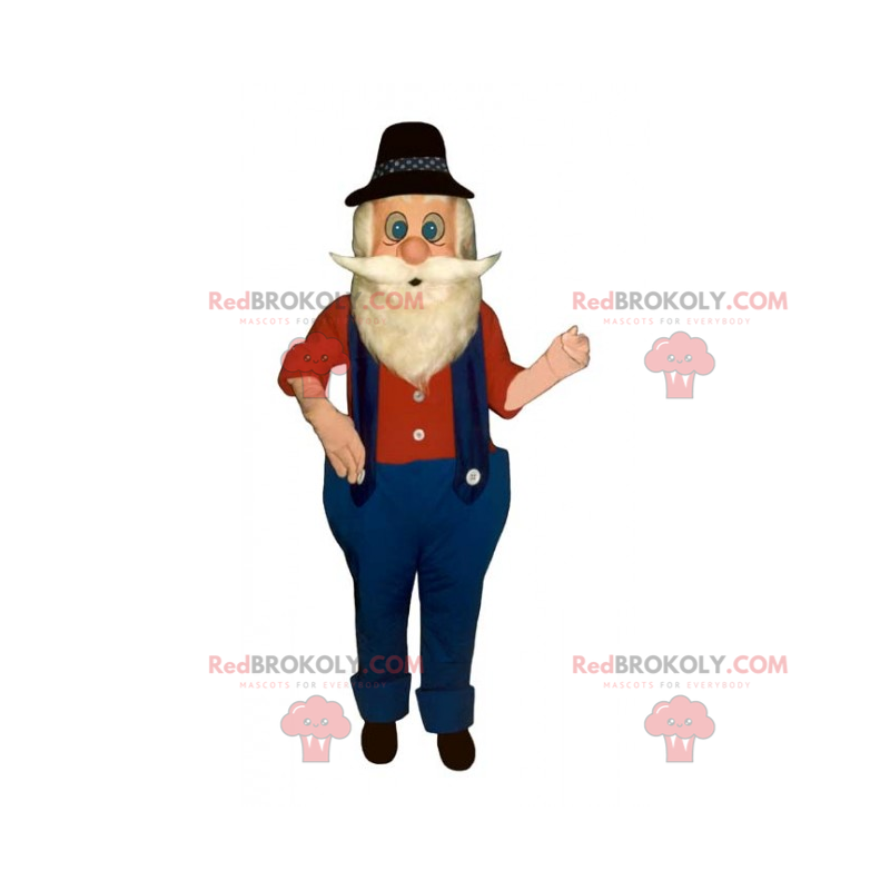 Mascotte de paysan en salopette - Redbrokoly.com