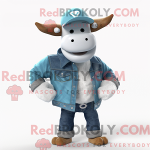 Cyan Hereford Cow maskot...