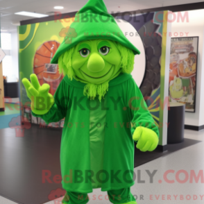 Fantasia de mascote de duende verde-lima com capa e gorros - Mascotes duendes - REBROKO_256994 - RedBrokoly.com