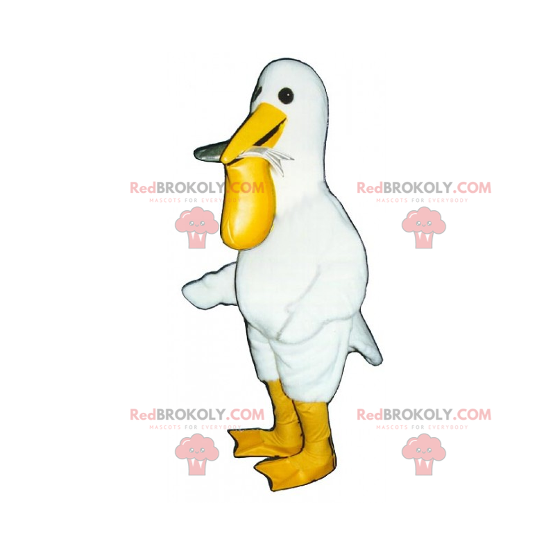 Mascote pelicano com peixe - Redbrokoly.com