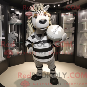 Gray Zebra mascot costume...