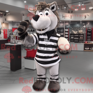 Gray Zebra mascot costume...