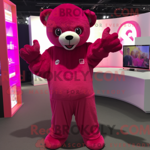 Magenta Teddy Bear maskot...