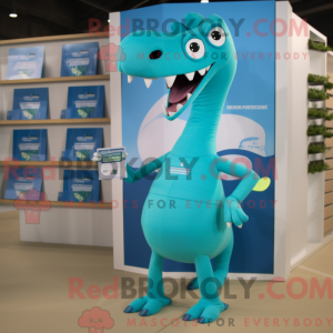 Cyan Brachiosaurus mascot...