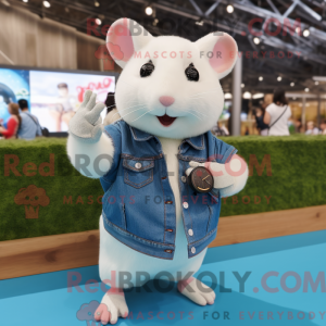 Hvit hamster maskot drakt...