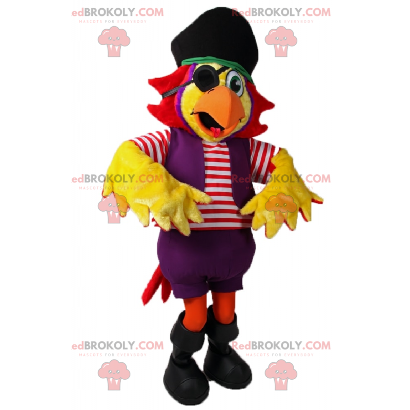 Mascote papagaio com roupa de pirata - Redbrokoly.com