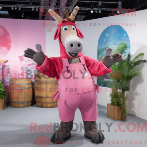 Roze ezel mascottekostuum...
