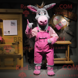Pink æsel maskot kostume...