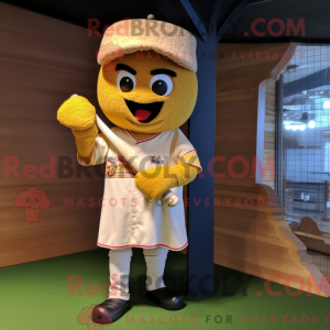 Gold Paella mascot costume...