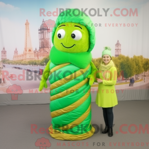 Lime Green Croissant mascot...
