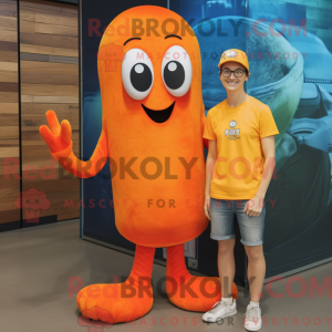 Orange Squid mascot costume...
