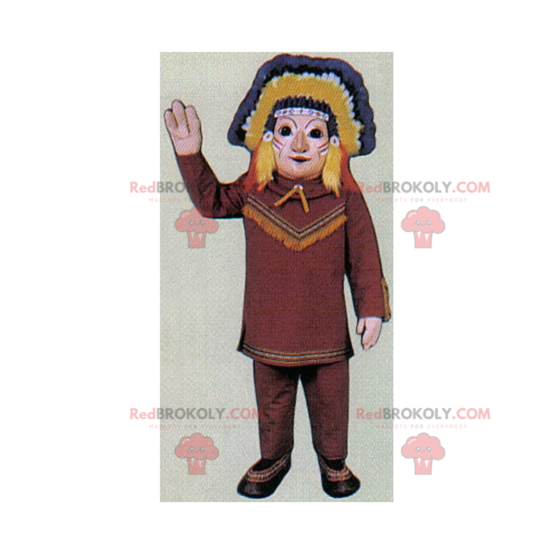 Mascotte de personnage - Amérindien - Redbrokoly.com