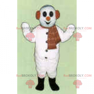 Mascota de personaje - muñeco de nieve con bufanda -