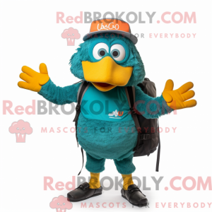 Teal Paella mascot costume...