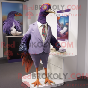 Fantasia de mascote faisão lavanda com calça capri e abotoaduras - Mascotes faisão - REBROKO_257338 - RedBrokoly.com