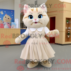 Mascotte de chat beige...