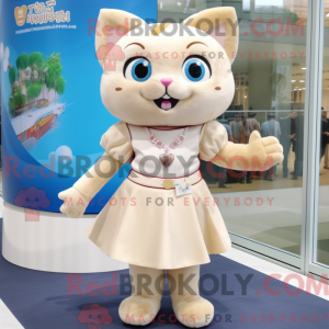 Mascotte de chat beige...