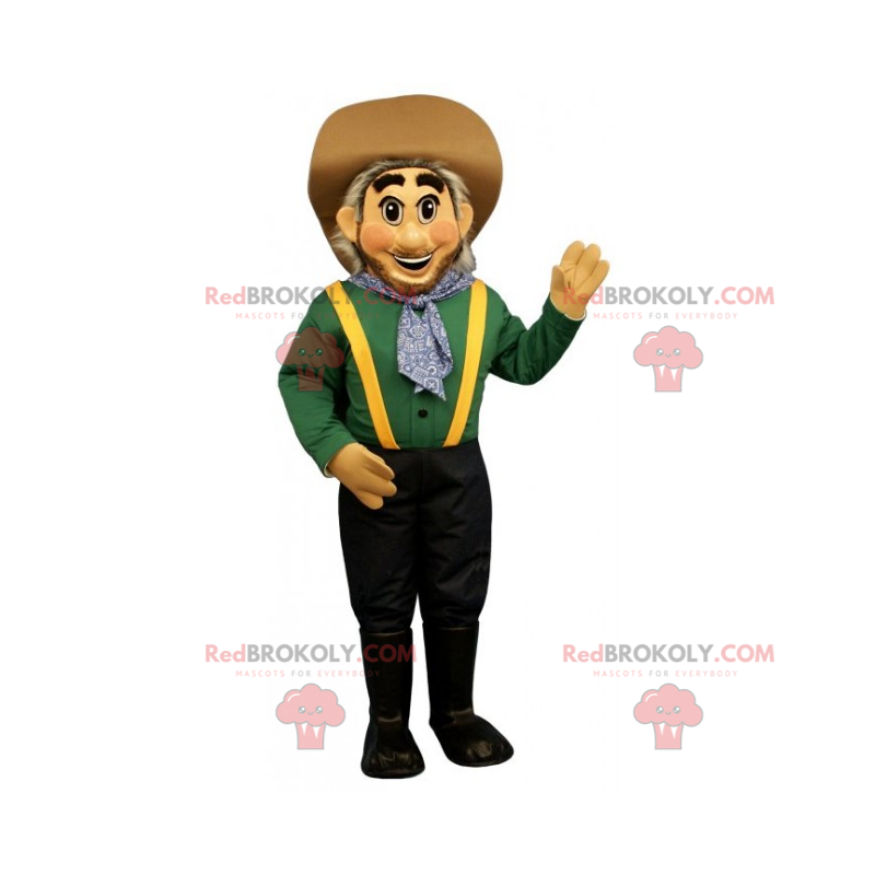 Mascote do personagem - Cowboy com chapéu - Redbrokoly.com Mascote do personagem - Cowboy com chapéu - Redbrokoly.com