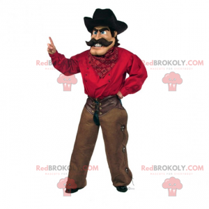 Karaktermaskot - Cowboy med bart - Redbrokoly.com