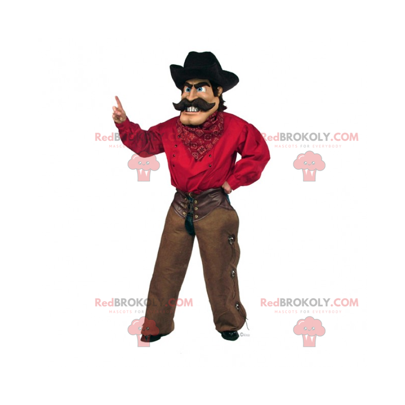 Karaktärsmaskot - Cowboy med mustasch - Redbrokoly.com