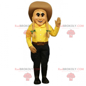 Mascota de personaje - vaquera con sombrero - Redbrokoly.com