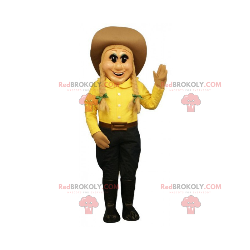 Mascote da personagem - Cowgirl com chapéu - Redbrokoly.com