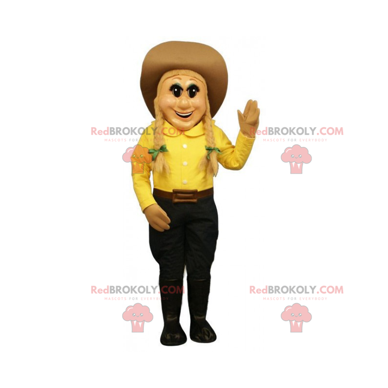 Personaggio mascotte - Cowgirl con cappello - Redbrokoly.com