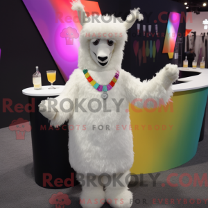 Hvid lama maskot kostume...