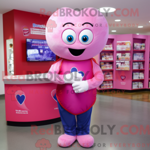 Pink Heart mascot costume...